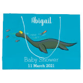 Grand Sac Cadeau Caricature de plesiosaure, monstre marin mignon et (Dos)
