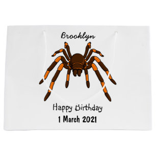 Grand Sac Cadeau Caricature déplaisante de tarantule brun et orange