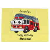 Grand Sac Cadeau Caricature du moteur de feu joyeux (Dos)