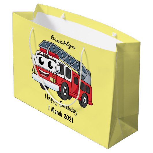 Grand Sac Cadeau Caricature du moteur de feu joyeux (Dos Angle)