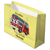 Grand Sac Cadeau Caricature du moteur de feu joyeux (Devant Angle)