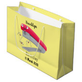 Grand Sac Cadeau Caricature en agrafeuse rouge pâle (Devant Angle)