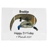 Grand Sac Cadeau Caricature en bleu (Dos)