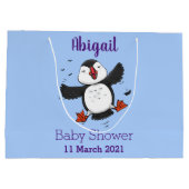 Grand Sac Cadeau Caricature en bleu bouffin joyeux (Dos)