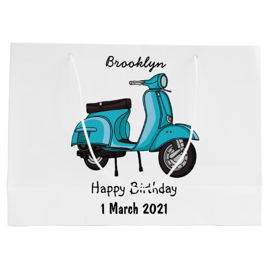 Grand Sac Cadeau Caricature moto mopée mûre illustration (Dos)