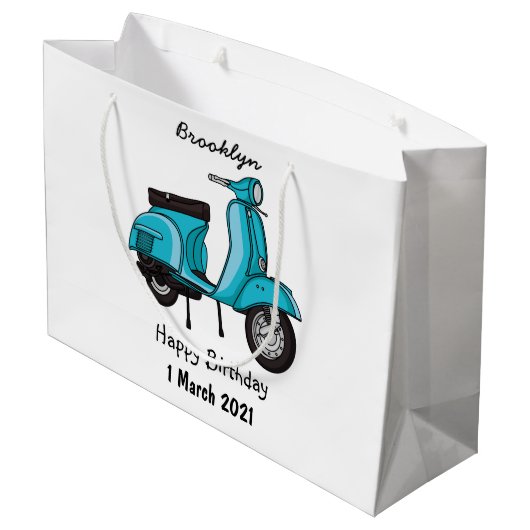 Grand Sac Cadeau Caricature moto mopée mûre illustration (Dos Angle)