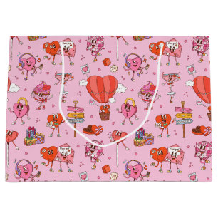Grand Sac Cadeau Caricatures Retro Super Valentine