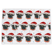 Grand Sac Cadeau Carlin Chien race Étoiles de Noël (Devant)