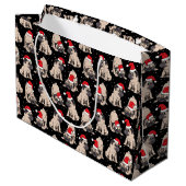 Grand Sac Cadeau Carlins en Santa Hats Motif de Noël (Dos Angle)