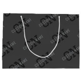 Grand Sac Cadeau Carreaux modernes gris foncé avec nom monogrammé/a (Dos)