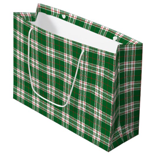 Grand Sac Cadeau Carreaux verts (Devant Angle)