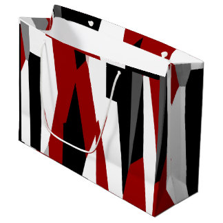 Grand Sac Cadeau Carrelage en céramique abstraite rouge noir et bla