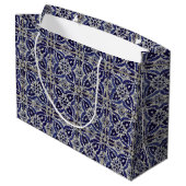 Grand Sac Cadeau Carrelage italien rustique Azulejo bleu blanc géom (Dos Angle)