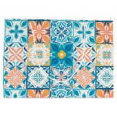 Grand Sac Cadeau Carrelage orange et bleu (Dos)