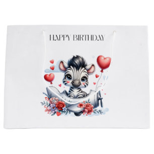Grand Sac Cadeau Carte d'anniversaire Zèbre Avion