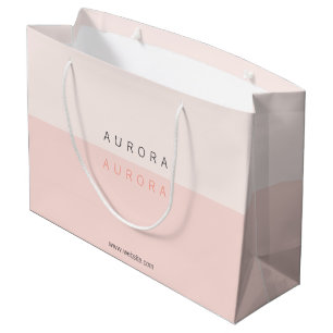 Grand Sac Cadeau Carte de visite rose bicolore minimaliste