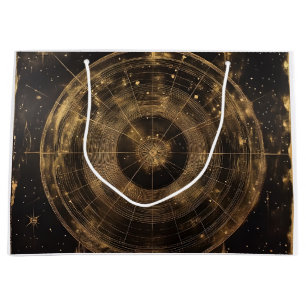 Grand Sac Cadeau Carte des étoiles célestes d'or (5)