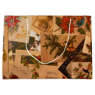 Grand Sac Cadeau Cartes postales de Noël mélangées vintage