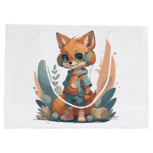 Grand Sac Cadeau Casque audio renard bébé drôle