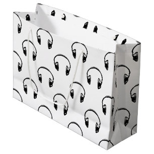 Grand Sac Cadeau Casques Vintages Musique Art PERSONNALISÉ BG COUL