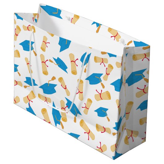 Grand Sac Cadeau Casquette et Motif du diplôme de fin d'études supé (Devant Angle)