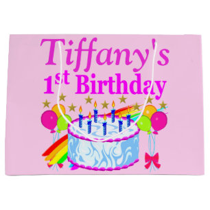 GRAND SAC CADEAU CASSEAU DE CAKE 1ER ANNIVERSAIRE PERSONNALISÉ ROSE