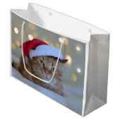 Grand Sac Cadeau Cat and Christmas lights (Devant Angle)