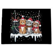 Grand Sac Cadeau Cat Christmas Light Reindeer Santa Cat Lover (Devant)