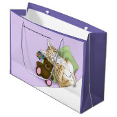 Grand Sac Cadeau Cat Confort Couverture violette (Devant Angle)