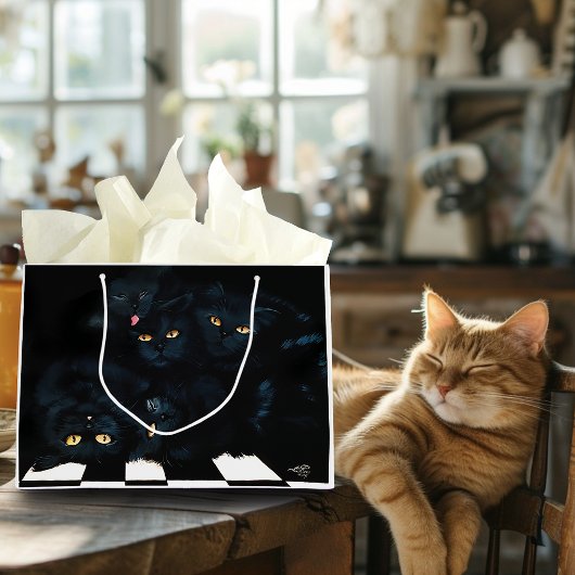 Grand Sac Cadeau Cat noir