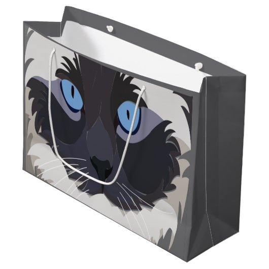 Grand Sac Cadeau Cat Ragdoll Blue Eyes Kitty (Devant Angle)
