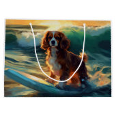 Grand Sac Cadeau Cavalier King Beach Surf Peinture (Dos)