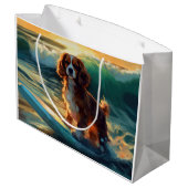 Grand Sac Cadeau Cavalier King Beach Surf Peinture (Dos Angle)