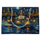 Grand Sac Cadeau Cavalier King Charles Noël Festive Voyage (Devant)