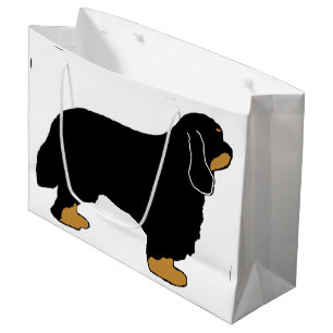 Grand Sac Cadeau Cavalier King Charles noir et silo tan