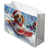 Grand Sac Cadeau Cavalier King Charles Spaniel Chien Sledge Noël (Dos Angle)
