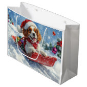 Grand Sac Cadeau Cavalier King Charles Spaniel Chien Sledge Noël (Devant Angle)