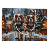 Grand Sac Cadeau Cavalier King Charles Spaniel Dogs Christmas Snow  (Dos)