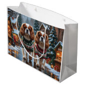 Grand Sac Cadeau Cavalier King Charles Spaniel Dogs Christmas Snow  (Dos Angle)