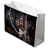 Grand Sac Cadeau Cavalier King Charles Spaniel Halloween effrayant (Dos Angle)