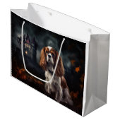 Grand Sac Cadeau Cavalier King Charles Spaniel Halloween effrayant (Devant Angle)