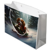 Grand Sac Cadeau Cavalier King Charles Spaniel neige de Noël (Dos Angle)