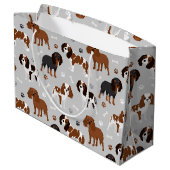 Grand Sac Cadeau Cavalier King Charles Spaniel Paws and Bones (Dos Angle)