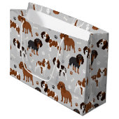 Grand Sac Cadeau Cavalier King Charles Spaniel Paws and Bones (Devant Angle)