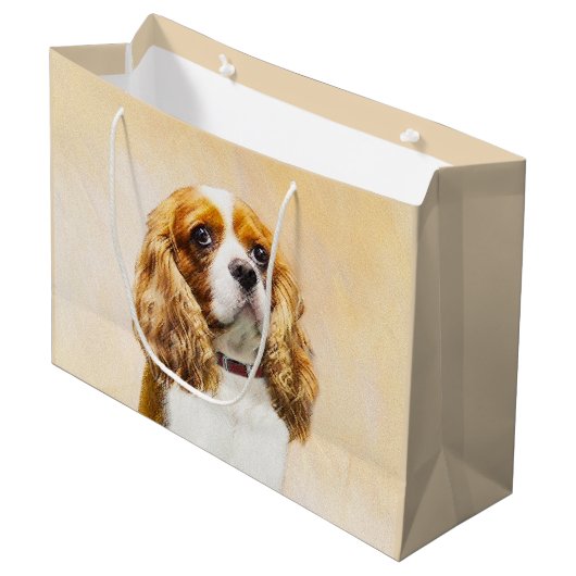 Grand Sac Cadeau Cavalier King Charles Spaniel Peinture originale (Devant Angle)