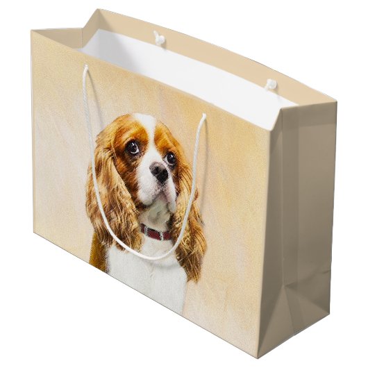 Grand Sac Cadeau Cavalier King Charles Spaniel Peinture originale (Dos Angle)