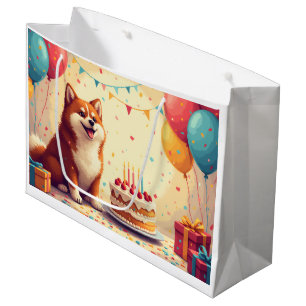 Grand Sac Cadeau Célébration d'anniversaire d'Américain Akita