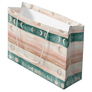 Grand Sac Cadeau Celeste Rustique Rayé Lune Soleil Terreux (7)
