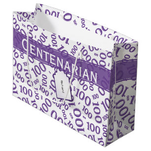Grand Sac Cadeau Centenarian 100th Purple Random Number Motif