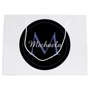Grand Sac Cadeau Cercle minimal moderne nom initial monogramme mode
